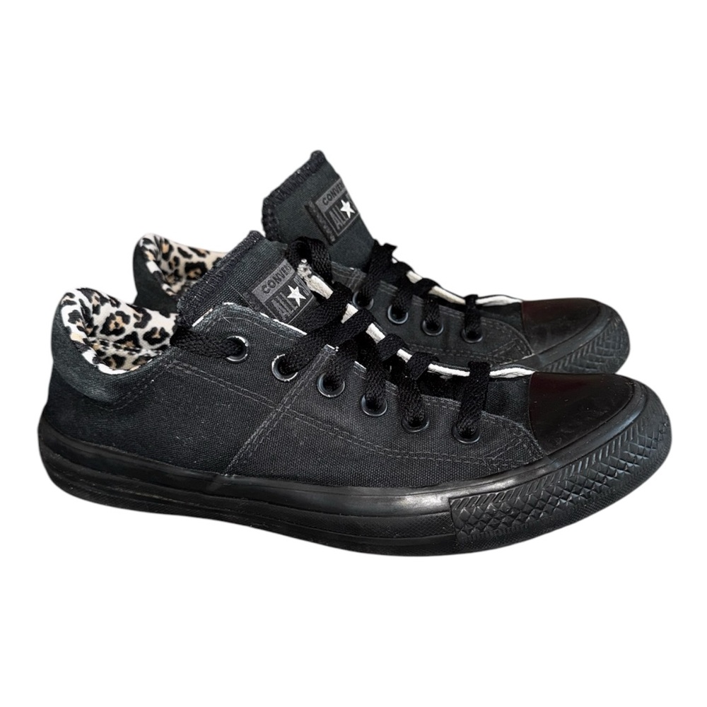 Converse Black Low-Top Sneakers with Leopard Print Lining Womens Mens unknown SZ
